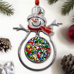 Falling Lego Bricks, Desenho, Fall, Games Metal Snowman Ornament by kyorashop23