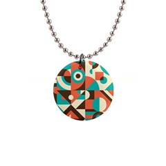 Retro Colorful Background, Retro Abstraction 1  Button Necklace by kyorashop23