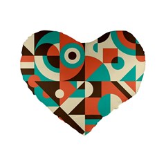 Retro Colorful Background, Retro Abstraction Standard 16  Premium Flano Heart Shape Cushions by kyorashop23