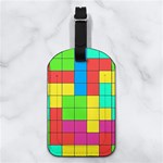 Tetris , Games, Rainbow Nappa Leather Luggage Tag Rectangle Back