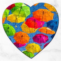 Umbrella, Colorful, Positive, Sky, Rainbow Jigsaw Puzzle (heart) by kyorashop23