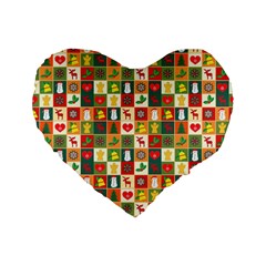 Template Christmas Pattern Standard 16  Premium Heart Shape Cushions by Proyonanggan