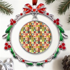 Template Christmas Pattern Metal X mas Wreath Ribbon Ornament by Proyonanggan