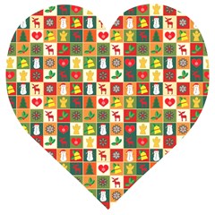 Template Christmas Pattern Wooden Puzzle Heart by Proyonanggan