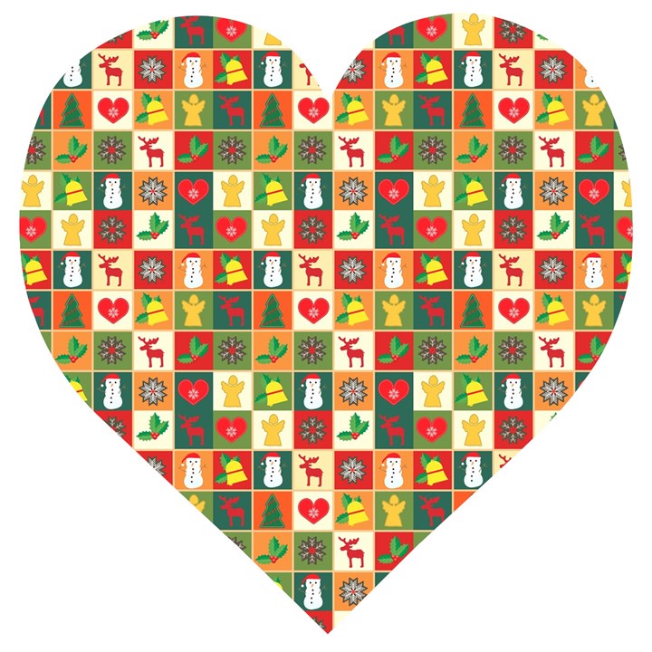 Template Christmas Pattern Wooden Puzzle Heart