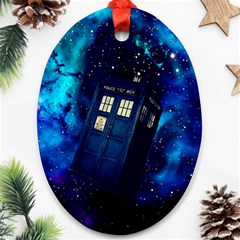 Tardis Doctor Who Space Galaxy Oval Ornament (two Sides) by Cemarart