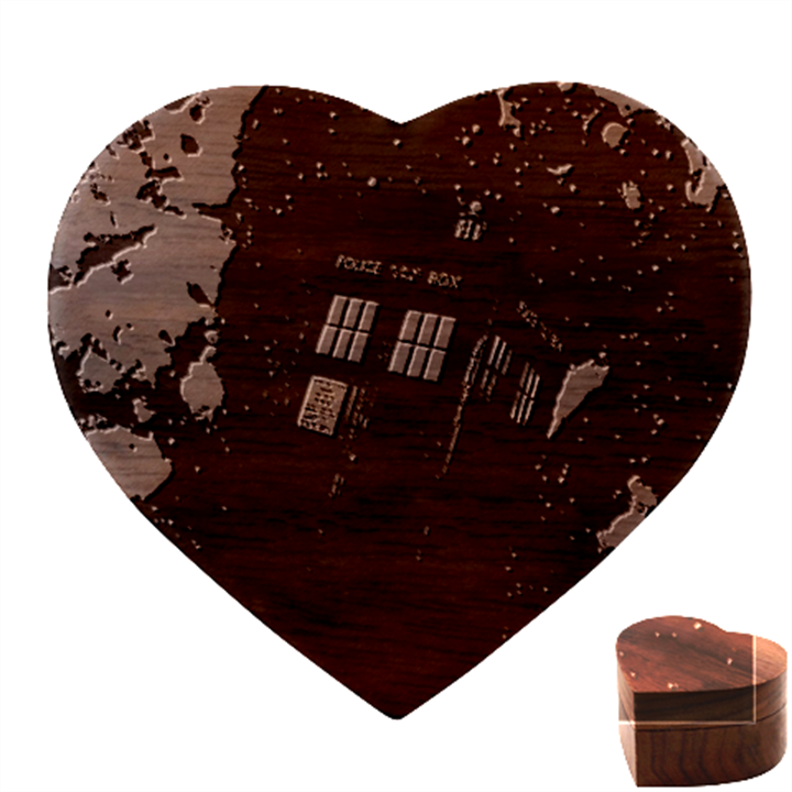 Tardis Doctor Who Space Galaxy Heart Wood Jewelry Box