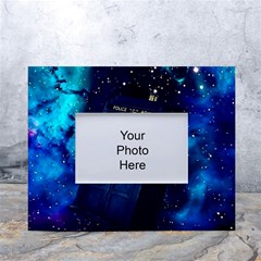 Tardis Doctor Who Space Galaxy White Tabletop Photo Frame 4 x6  by Cemarart