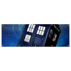 Tardis Doctor Who Space Blue Banner And Sign 12  X 4  by Cemarart