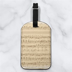 Vintage Beige Music Notes Nappa Leather Luggage Tag Rectangle by Cemarart