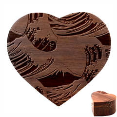 Japanese Wave Pattern Heart Wood Jewelry Box by Cemarart