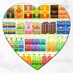 Supermarket Shelf Products Snacks Jigsaw Puzzle (heart) by Cemarart