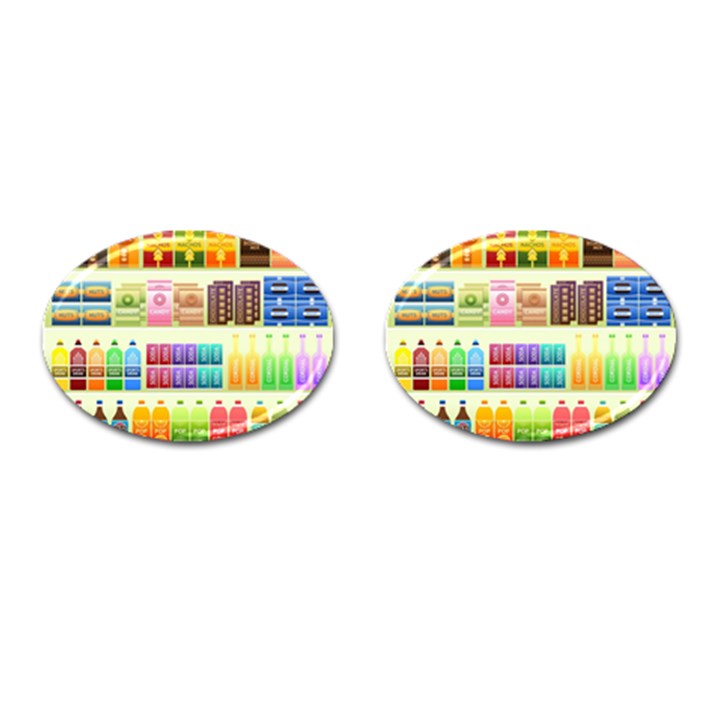 Supermarket Shelf Products Snacks Cufflinks (Oval)