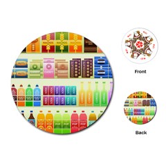 Supermarket Shelf Products Snacks Playing Cards Single Design (round) by Cemarart