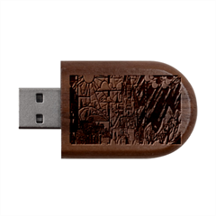 Castle Building Stained Glass Wood Oval Usb Flash Drive by Cemarart