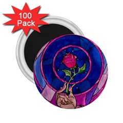 Enchanted Rose Stained Glass 2 25  Magnets (100 Pack)  by Cemarart