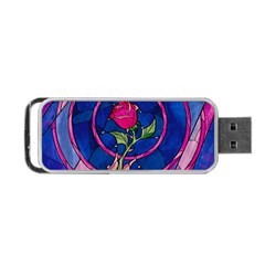 Enchanted Rose Stained Glass Portable Usb Flash (two Sides) by Cemarart