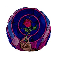 Enchanted Rose Stained Glass Standard 15  Premium Round Cushions by Cemarart