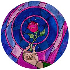 Enchanted Rose Stained Glass Wooden Bottle Opener (round) by Cemarart