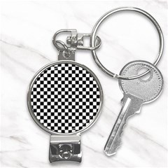 Pattern Checkered Squares Black White Pattern Nail Clippers Key Chain by Sabxi