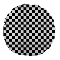 Pattern Checkered Squares Black White Pattern Large 18  Premium Round Cushions by Sabxi