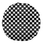 Pattern Checkered Squares Black White Pattern Large 18  Premium Round Cushions Front