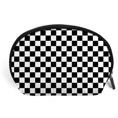 Pattern Checkered Squares Black White Pattern Accessory Pouch (large) by Sabxi