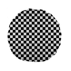 Pattern Checkered Squares Black White Pattern Standard 15  Premium Flano Round Cushions by Sabxi