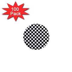 Pattern Checkered Squares Black White Pattern 1  Mini Magnets (100 Pack)  by Sabxi