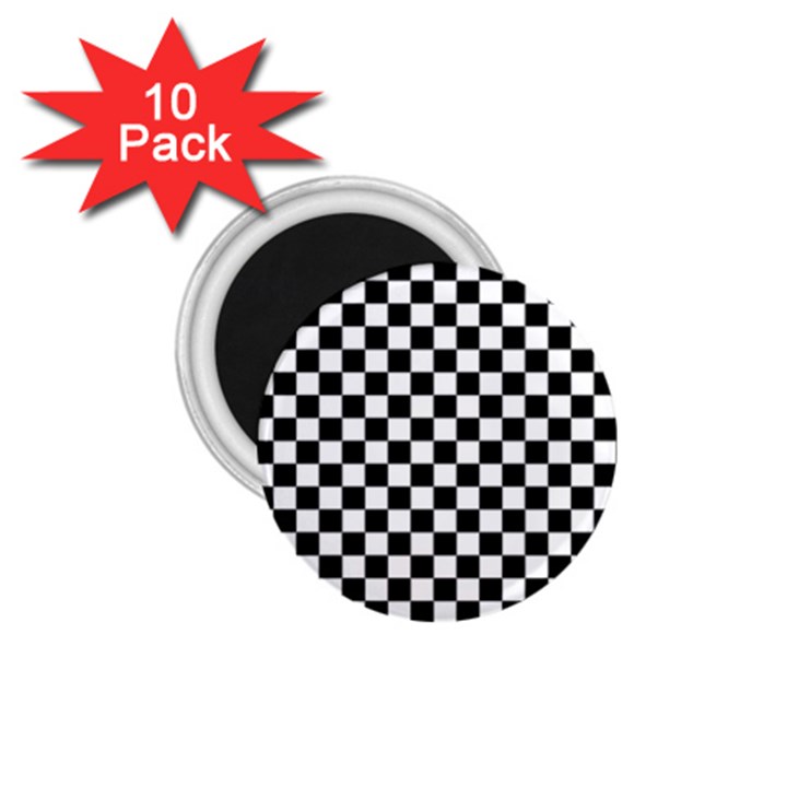 Pattern Checkered Squares Black White Pattern 1.75  Magnets (10 pack) 