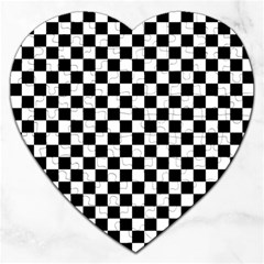 Pattern Checkered Squares Black White Pattern Jigsaw Puzzle (heart) by Sabxi