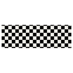 Pattern Checkered Squares Black White Pattern Banner And Sign 12  X 4  by Sabxi