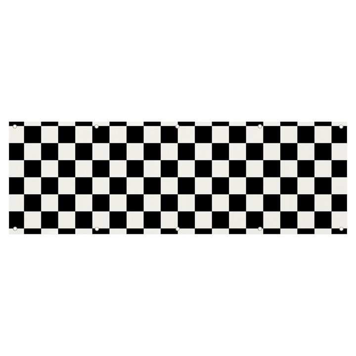 Pattern Checkered Squares Black White Pattern Banner and Sign 12  x 4 