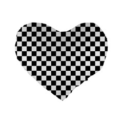 Pattern Checkered Squares Black White Pattern Standard 16  Premium Heart Shape Cushions by Sabxi