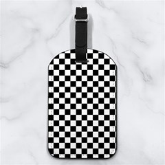 Pattern Checkered Squares Black White Pattern Nappa Leather Luggage Tag Rectangle by Sabxi