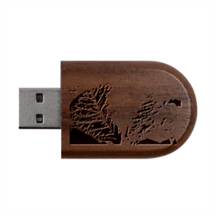 Leaves Plant Pattern Croton Nature Wood Oval Usb Flash Drive by Sabxi