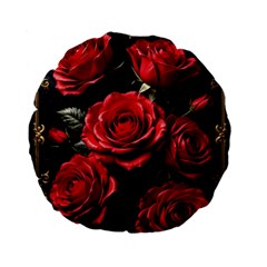 Red Roses Standard 15  Premium Flano Round Cushions by Sabxi