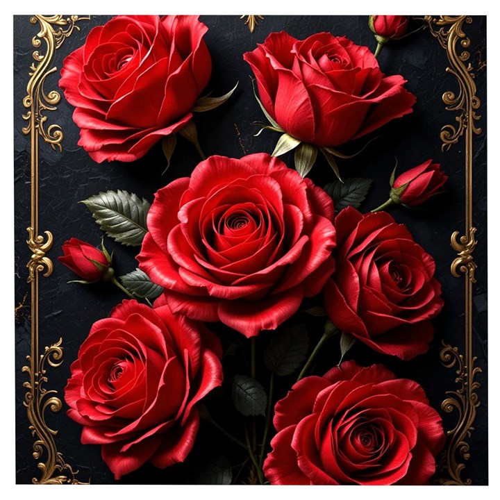 Red Roses Wooden Puzzle Square