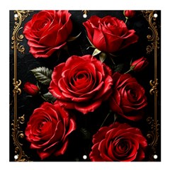 Red Roses Banner And Sign 4  X 4  by Sabxi