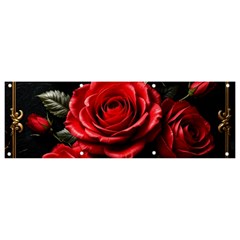 Red Roses Banner And Sign 9  X 3  by Sabxi