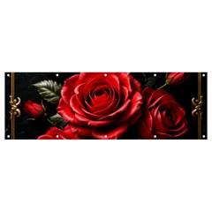 Red Roses Banner And Sign 12  X 4  by Sabxi