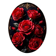 Red Roses Oval Glass Fridge Magnet (4 Pack) by Sabxi