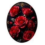 Red Roses Oval Glass Fridge Magnet (4 pack) Front