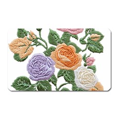 Embroidery Roses Floral Design Magnet (rectangular) by Sabxi