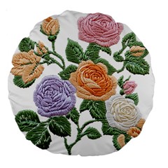 Embroidery Roses Floral Design Large 18  Premium Round Cushions by Sabxi