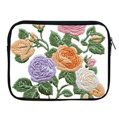 Embroidery Roses Floral Design Apple Ipad 2/3/4 Zipper Cases by Sabxi