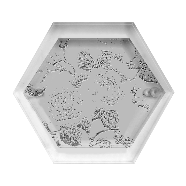 Embroidery Roses Floral Design Hexagon Wood Jewelry Box