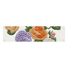 Embroidery Roses Floral Design Banner And Sign 4  X 1  by Sabxi