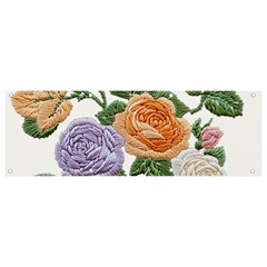 Embroidery Roses Floral Design Banner And Sign 9  X 3  by Sabxi