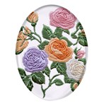 Embroidery Roses Floral Design Oval Glass Fridge Magnet (4 pack) Front